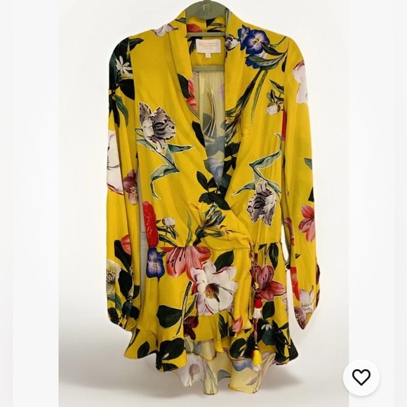 Rococo Sand Dress Womens XS Floral Print Hemant Nandita Long Sleeve Wrap Boho